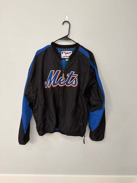Vintage New York Mets MLB Majestic Authentic Quarter-Zip Windbreaker